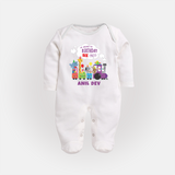 Newborn Full Sleeve Bodysuit/ Sleep Suit/ Jumpsuit/Full Sleeve Bodysuit/ Sleep Suit/ Jumpsuit for 6 Month | Customizable Full Sleeve Bodysuit/ Sleep Suit/ Jumpsuit | Ideal for Celebrations - WHITE - New Born (Chest 7.5")
