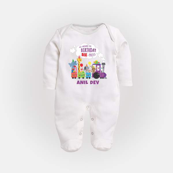 Newborn Full Sleeve Bodysuit/ Sleep Suit/ Jumpsuit/Full Sleeve Bodysuit/ Sleep Suit/ Jumpsuit for 6 Month | Customizable Full Sleeve Bodysuit/ Sleep Suit/ Jumpsuit | Ideal for Celebrations - WHITE - New Born (Chest 7.5")