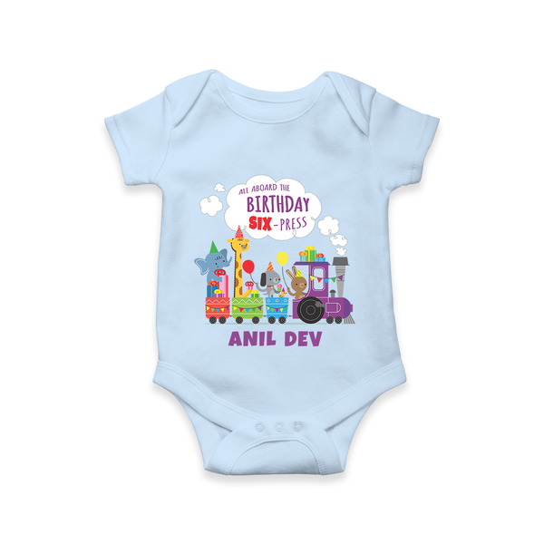 Newborn Romper/Onesie for 6 Month | Customizable Bodysuit | Ideal for Celebrations - BABY BLUE - New Born (Chest 14")