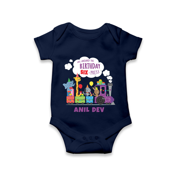 Newborn Romper/Onesie for 6 Month | Customizable Bodysuit | Ideal for Celebrations - NAVY BLUE - New Born (Chest 14")