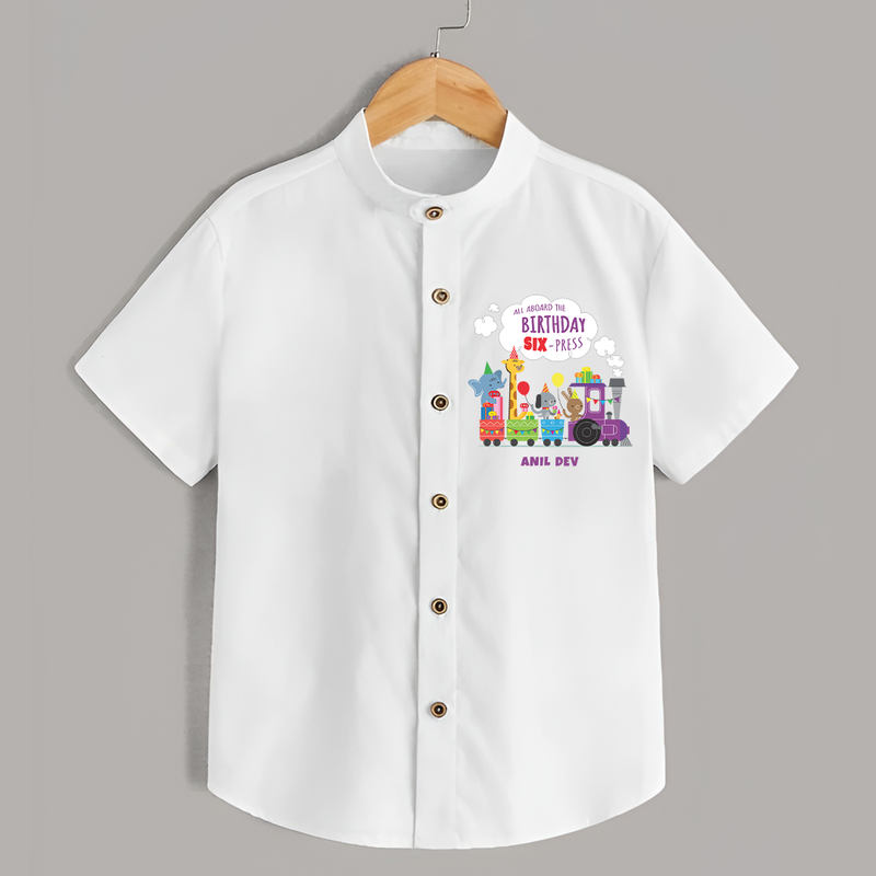 Celebrate The 6th Birthday With kids Theme - Personalized Birthday Shirts With Customized Name - WHITE - 0 - 6 Months Old (Chest 23")