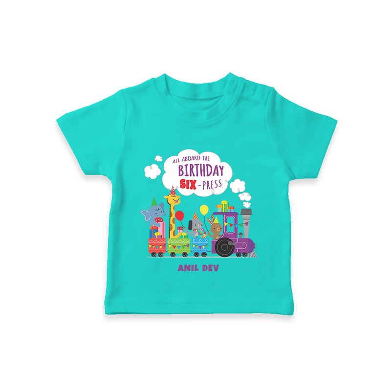 Celebrate The 6th Birthday With kids Theme - Personalized Birthday T-Shirts With Customized Name - TEAL - 0-5 Months Old (Chest 17")