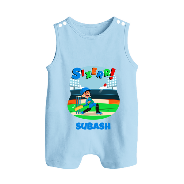 Baby Milestone Romper Suit/ Sleeveless Romper | Custom 6 Month Romper Suit/ Sleeveless Romper | Soft, Skin-Friendly Cotton - BABY BLUE - 0 - 5 Months Old (Chest 18")