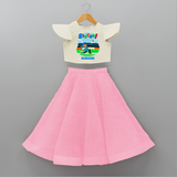 Celebrate The 6th Birthday With Cricket Theme - Personalized Birthday Crop Top And Skirt With Customized Name - PINK - 6 - 9 Months Old (Chest 20" , Frock Waist 20")