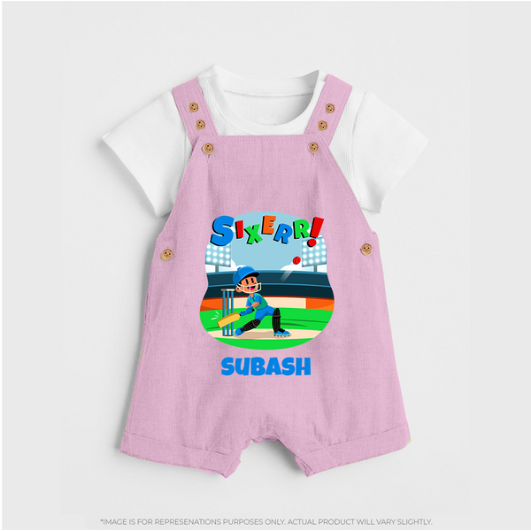 Baby Milestone Dungaree Set | Custom 6 Month Dungaree Set | Soft, Skin-Friendly Cotton - BABY PINK - 0 - 5 Months Old (Chest 18")