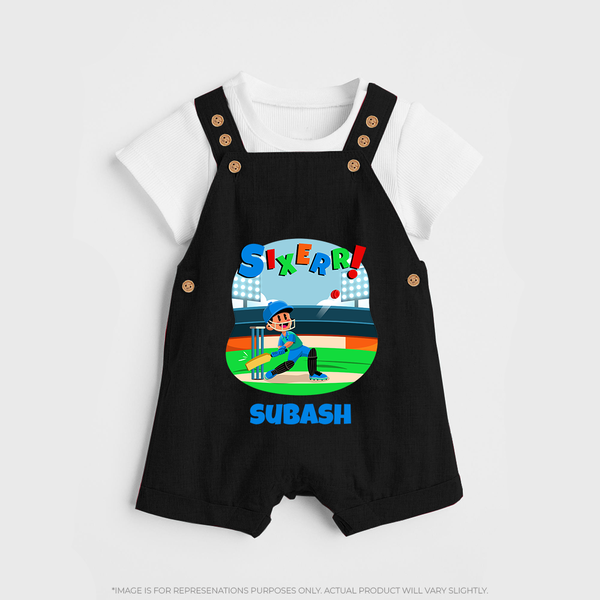 Baby Milestone Dungaree Set | Custom 6 Month Dungaree Set | Soft, Skin-Friendly Cotton - BLACK - 0 - 5 Months Old (Chest 18")