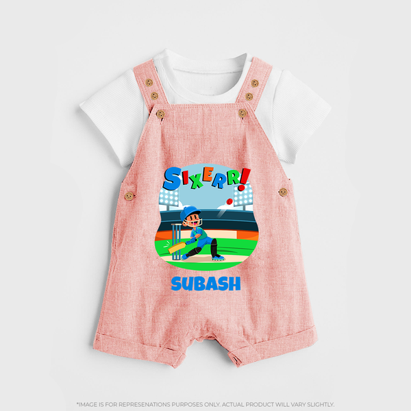 Baby Milestone Dungaree Set | Custom 6 Month Dungaree Set | Soft, Skin-Friendly Cotton - PEACH - 0 - 5 Months Old (Chest 18")