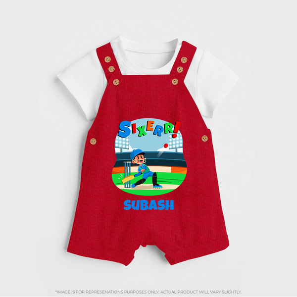 Baby Milestone Dungaree Set | Custom 6 Month Dungaree Set | Soft, Skin-Friendly Cotton - RED - 0 - 5 Months Old (Chest 18")