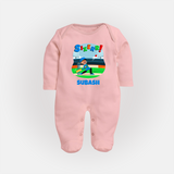 Baby Milestone Full Sleeve Bodysuit/ Sleep Suit/ Jumpsuit | Custom 6 Month Full Sleeve Bodysuit/ Sleep Suit/ Jumpsuit | Soft, Skin-Friendly Cotton - BABY PINK - New Born (Chest 7.5")