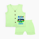 Baby Milestone Jabla Set | Custom 6 Month Jabla Set | Soft, Skin-Friendly Cotton - PASTEL GREEN - 0 - 3 Months Old (Chest 9.8")