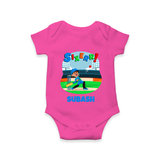 Baby Milestone Romper | Custom 6 Month Onesie | Soft, Skin-Friendly Cotton - HOT PINK - New Born (Chest 14")