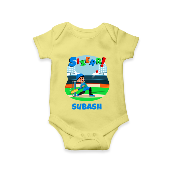 Baby Milestone Romper | Custom 6 Month Onesie | Soft, Skin-Friendly Cotton - PASTEL YELLOW - New Born (Chest 14")