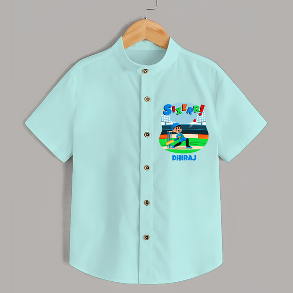 Celebrate The 6th Birthday "Sixerr" with Personalized Shirt - AQUA GREEN - 0 - 6 Months Old (Chest 21")