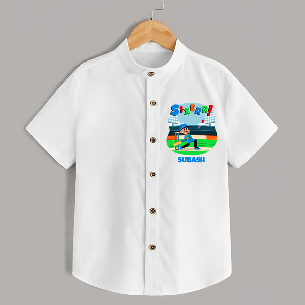 Celebrate The 6th Birthday With Cricket Theme - Personalized Birthday Shirts With Customized Name - WHITE - 0 - 6 Months Old (Chest 23")