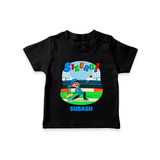 Celebrate The 6th Birthday With Cricket Theme - Personalized Birthday T-Shirts With Customized Name - BLACK - 0-5 Months Old (Chest 17")