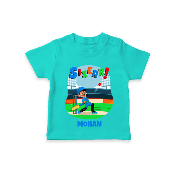Celebrate The 6th Birthday "Sixerr" with Personalized T-Shirt - TEAL - 1 - 2 Years Old (Chest 20")