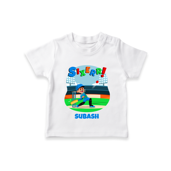 Celebrate The 6th Birthday With Cricket Theme - Personalized Birthday T-Shirts With Customized Name - WHITE - 0-5 Months Old (Chest 17")