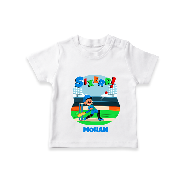 Celebrate The 6th Birthday "Sixerr" with Personalized T-Shirt - WHITE - 1 - 2 Years Old (Chest 20")
