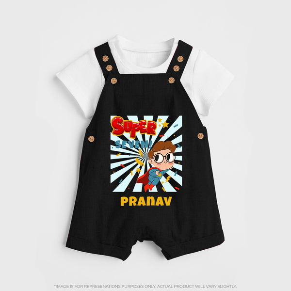 Newborn Dungaree Set for 7 Month | Customizable Dungaree Set | Ideal for Celebrations - BLACK - 0 - 5 Months Old (Chest 18")