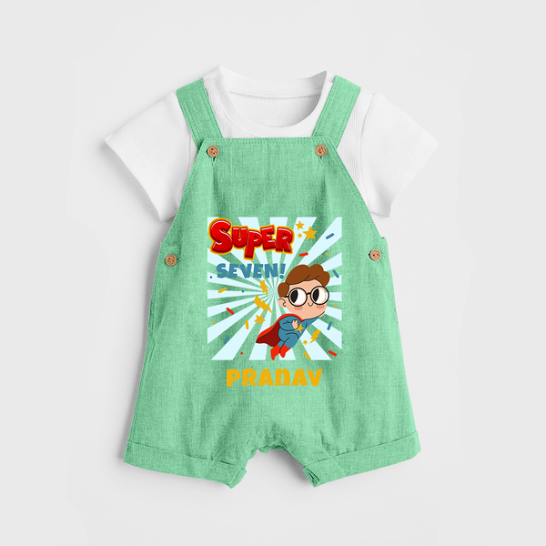 Newborn Dungaree Set for 7 Month | Customizable Dungaree Set | Ideal for Celebrations - GREEN - 0 - 5 Months Old (Chest 18")