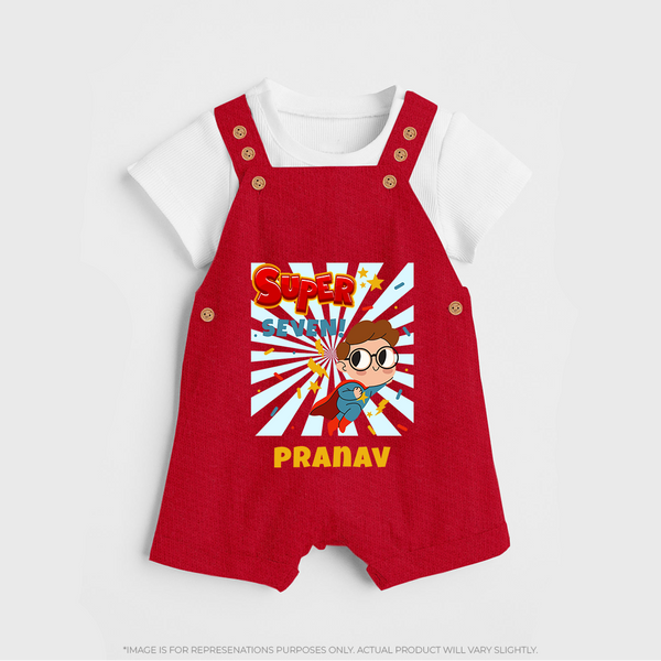 Newborn Dungaree Set for 7 Month | Customizable Dungaree Set | Ideal for Celebrations - RED - 0 - 5 Months Old (Chest 18")
