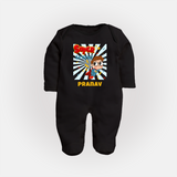 Newborn Full Sleeve Bodysuit/ Sleep Suit/ Jumpsuit for 7 Month | Customizable Full Sleeve Bodysuit/ Sleep Suit/ Jumpsuit | Ideal for Celebrations - BLACK - New Born (Chest 7.5")