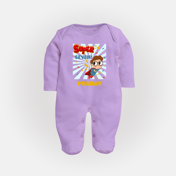 Newborn Full Sleeve Bodysuit/ Sleep Suit/ Jumpsuit for 7 Month | Customizable Full Sleeve Bodysuit/ Sleep Suit/ Jumpsuit | Ideal for Celebrations - LILAC - New Born (Chest 7.5")