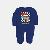 Newborn Full Sleeve Bodysuit/ Sleep Suit/ Jumpsuit for 7 Month | Customizable Full Sleeve Bodysuit/ Sleep Suit/ Jumpsuit | Ideal for Celebrations - NAVY BLUE - New Born (Chest 7.5")