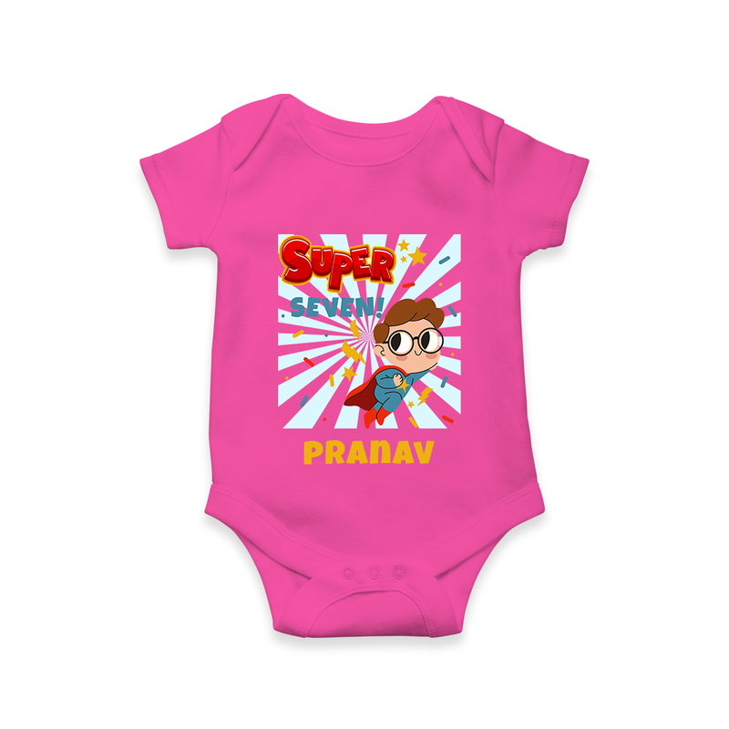 Newborn Romper/Onesie for 7 Month | Customizable Bodysuit | Ideal for Celebrations - HOT PINK - New Born (Chest 14")