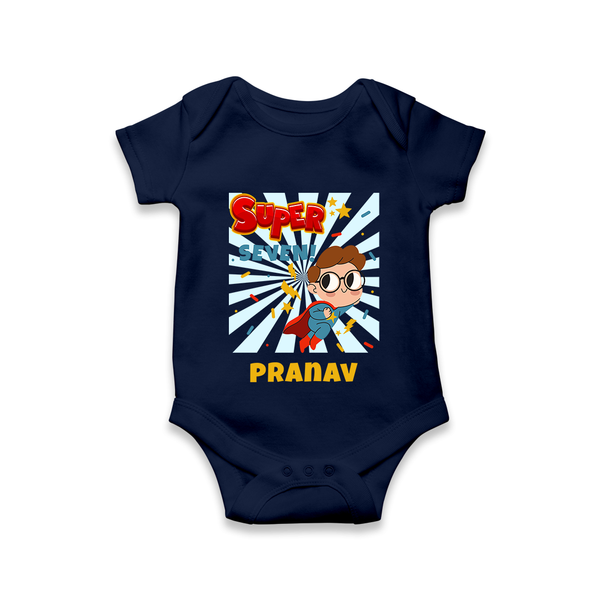 Newborn Romper/Onesie for 7 Month | Customizable Bodysuit | Ideal for Celebrations - NAVY BLUE - New Born (Chest 14")