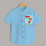 Celebrate The 7th Birthday With kids Theme - Personalized Birthday Shirts With Customized Name - SKY BLUE - 0 - 6 Months Old (Chest 23")