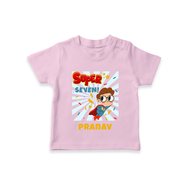 Newborn T-Shirt for 7 Month | Customizable T-Shirt | Ideal for Celebrations - BABY PINK - 0-5 Months Old (Chest 17")