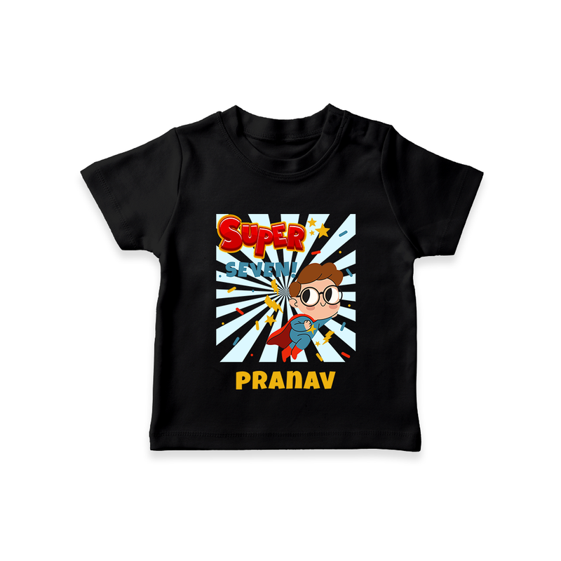 Newborn T-Shirt for 7 Month | Customizable T-Shirt | Ideal for Celebrations - BLACK - 0-5 Months Old (Chest 17")