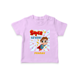 Celebrate The 7th Birthday With Super Boy Theme - Personalized Birthday T-Shirts With Customized Name - LILAC - 0-5 Months Old (Chest 17")