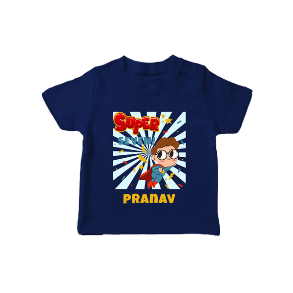 Newborn T-Shirt for 7 Month | Customizable T-Shirt | Ideal for Celebrations - NAVY BLUE - 0-5 Months Old (Chest 17")