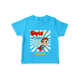 Celebrate The 7th Birthday With Super Boy Theme - Personalized Birthday T-Shirts With Customized Name - SKY BLUE - 0-5 Months Old (Chest 17")