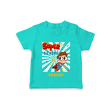 Celebrate The 7th Birthday With Super Boy Theme - Personalized Birthday T-Shirts With Customized Name - TEAL - 0-5 Months Old (Chest 17")