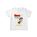 Celebrate The 7th Birthday With Super Boy Theme - Personalized Birthday T-Shirts With Customized Name - WHITE - 0-5 Months Old (Chest 17")