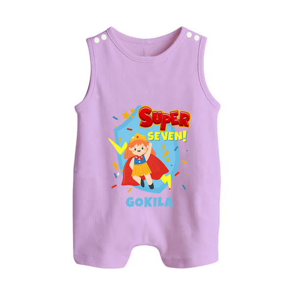 Baby Milestone Romper Suit/ Sleeveless Romper | Custom 7 Month Romper Suit/ Sleeveless Romper | Soft, Skin-Friendly Cotton - LILAC - 0 - 5 Months Old (Chest 18")