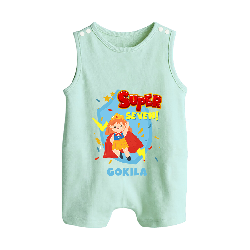 Baby Milestone Romper Suit/ Sleeveless Romper | Custom 7 Month Romper Suit/ Sleeveless Romper | Soft, Skin-Friendly Cotton - MINT GREEN - 0 - 5 Months Old (Chest 18")