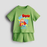 Celebrate The 7th Birthday With Super Girl Theme - Personalized Birthday Co-ord With Customized Name - KIWI GREEN - 0-5 months old  (Chest 18")