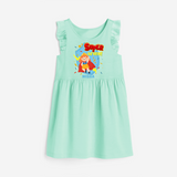 Celebrate The Seventh Birthday "Super Seven" with Personalized Frock - TEA GREEN - 0 - 6 Months Old (Chest 18")