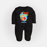 Baby Milestone Full Sleeve Bodysuit/ Sleep Suit/ Jumpsuit | Custom 7 Month Full Sleeve Bodysuit/ Sleep Suit/ Jumpsuit | Soft, Skin-Friendly Cotton - BLACK - New Born (Chest 7.5")