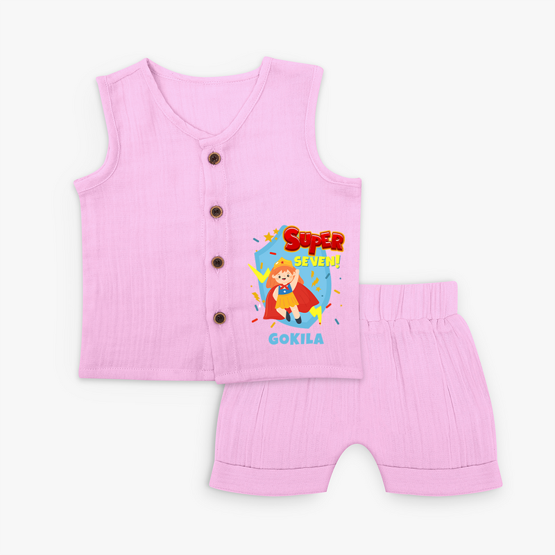Baby Milestone Jabla Set | Custom 7 Month Jabla Set | Soft, Skin-Friendly Cotton - BABY PINK - 0 - 3 Months Old (Chest 9.8")