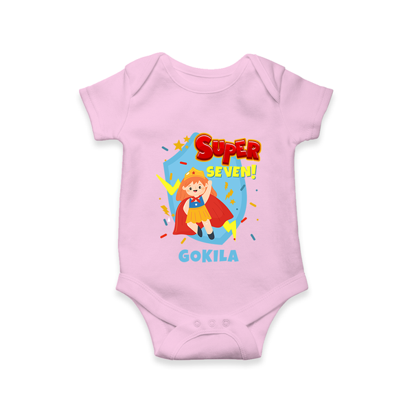 Baby Milestone Romper | Custom 7 Month Onesie | Soft, Skin-Friendly Cotton - BABY PINK - New Born (Chest 14")