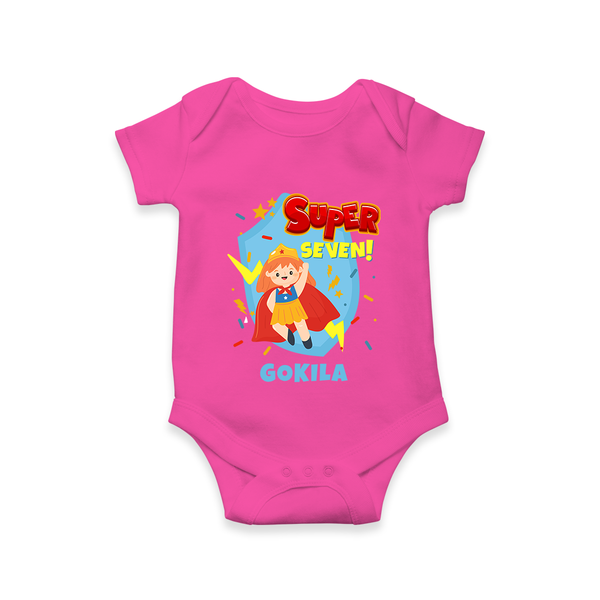 Baby Milestone Romper | Custom 7 Month Onesie | Soft, Skin-Friendly Cotton - HOT PINK - New Born (Chest 14")