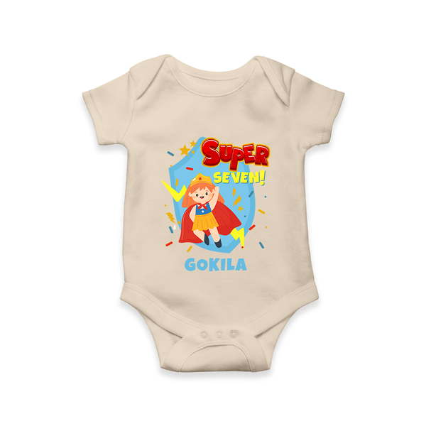 Baby Milestone Romper | Custom 7 Month Onesie | Soft, Skin-Friendly Cotton - IVORY - New Born (Chest 14")