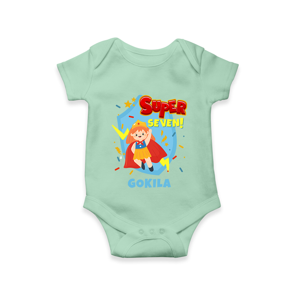 Baby Milestone Romper | Custom 7 Month Onesie | Soft, Skin-Friendly Cotton - MINT GREEN - New Born (Chest 14")