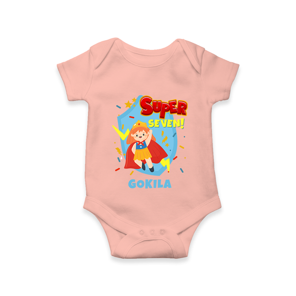 Baby Milestone Romper | Custom 7 Month Onesie | Soft, Skin-Friendly Cotton - PEACH - New Born (Chest 14")