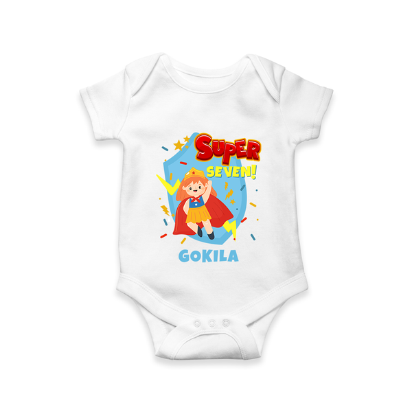 Baby Milestone Romper | Custom 7 Month Onesie | Soft, Skin-Friendly Cotton - WHITE - New Born (Chest 14")